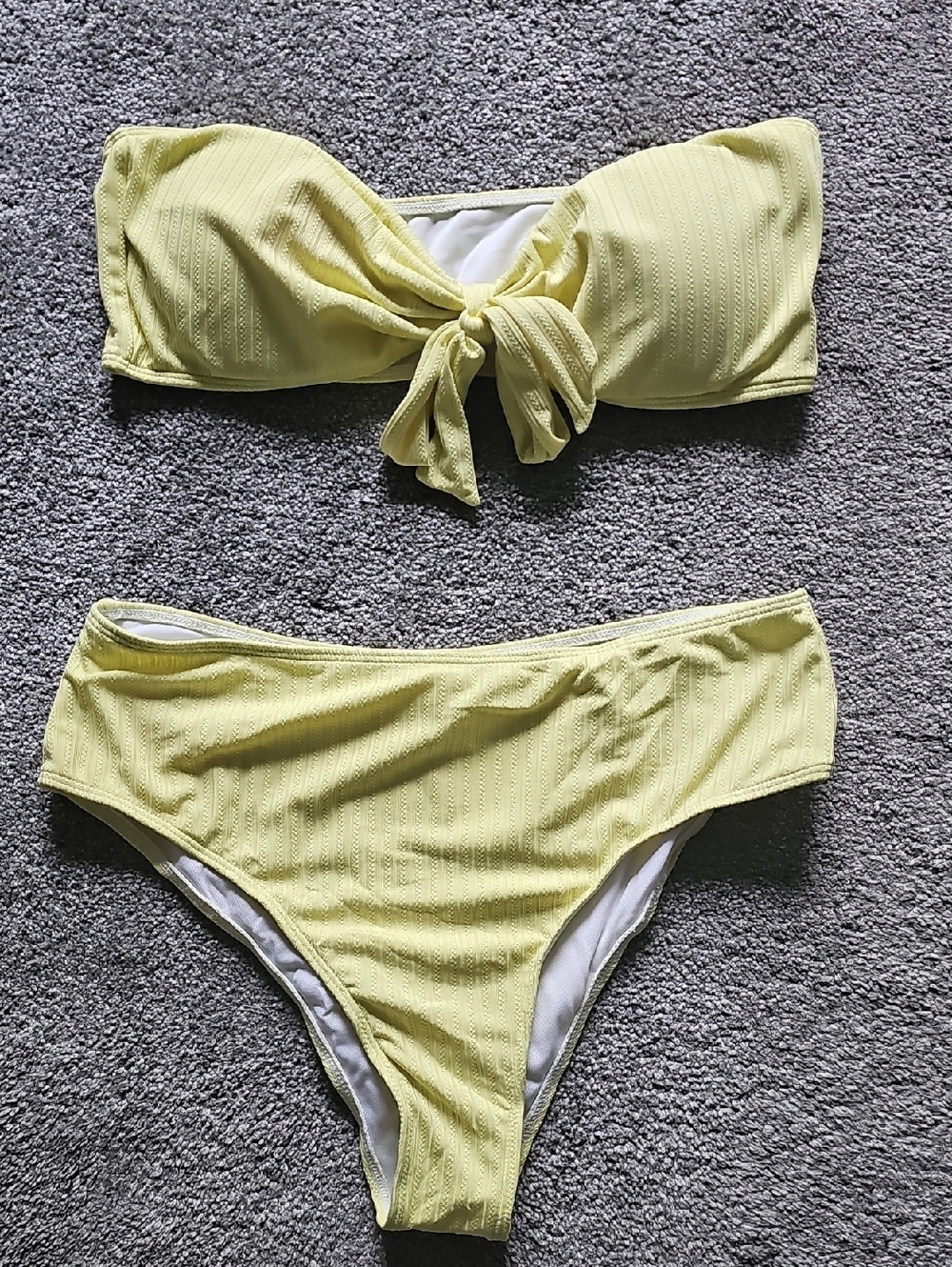SHEIN Yellow Tie-Front Bandeau Bikini Set